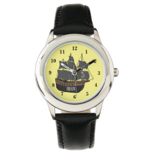 Pirate ship cartoon illustration watch
