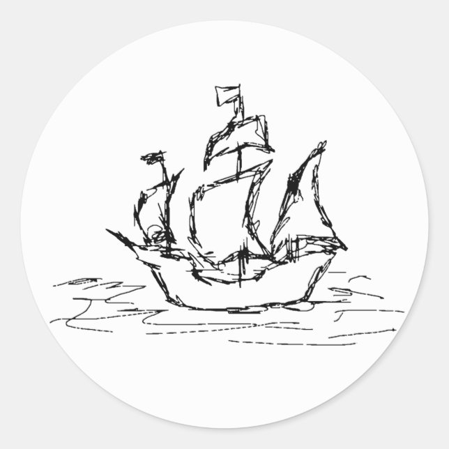 Pirate Ship. Classic Round Sticker (Front)