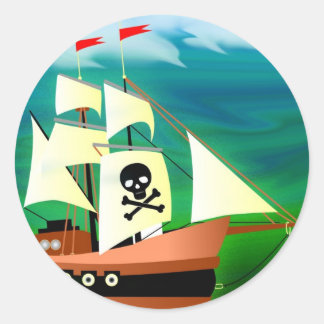 Pirate Ship Classic Round Sticker