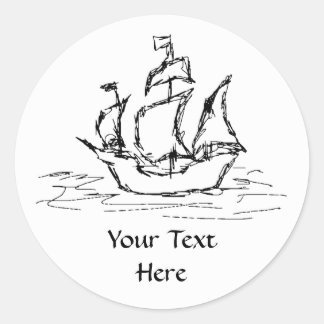 Pirate Ship. Classic Round Sticker