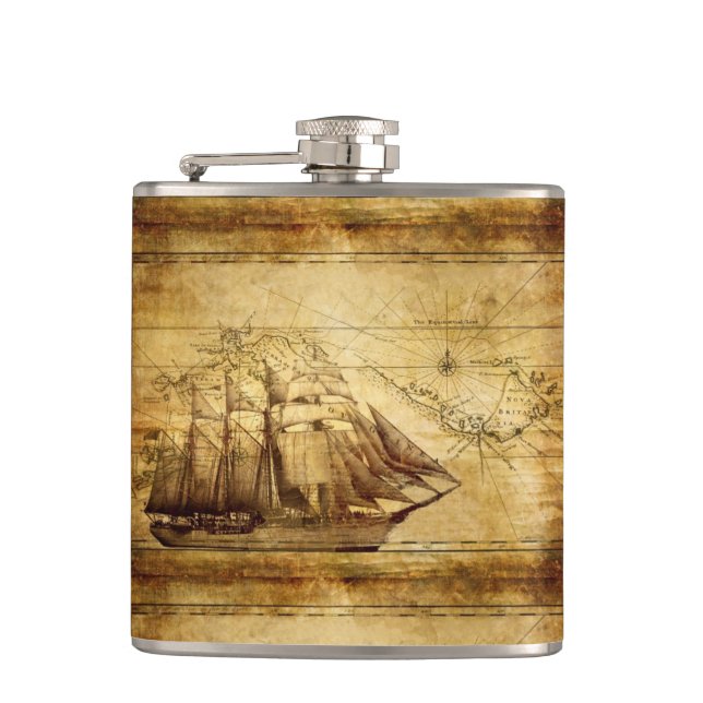 pirate ship explorer's flask (Front)