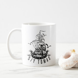 Pirate ship gift with the personalized ship name coffee mug