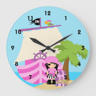 Pirate Ship Girl Wall Clocks