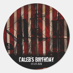 Pirate Ship Grunge Birthday Party Favour Stickers