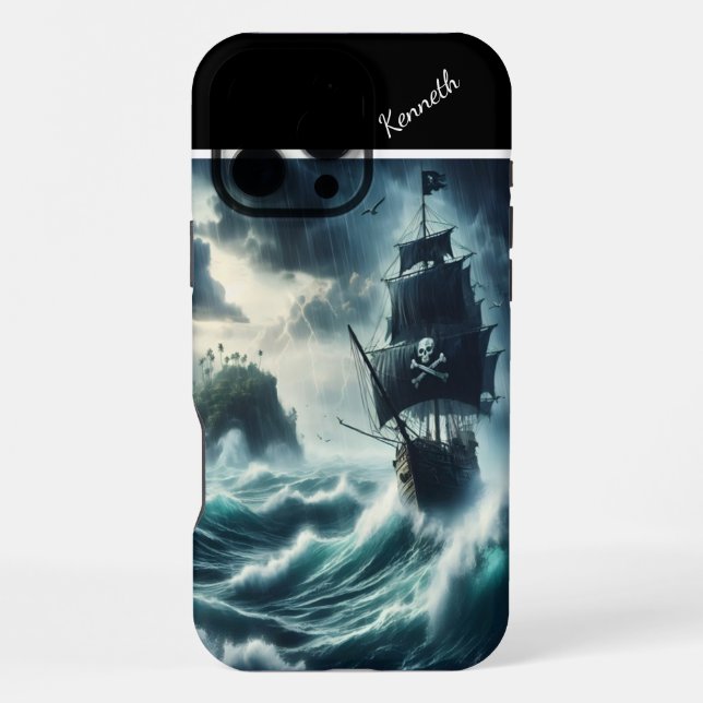 Pirate Ship In A Storm iPhone Case (Back)
