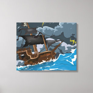 Pirate Ship in Storm Canvas Print