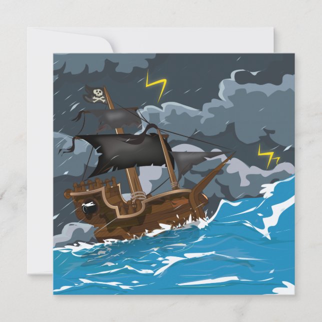 Pirate Ship in Storm Invitation (Front)