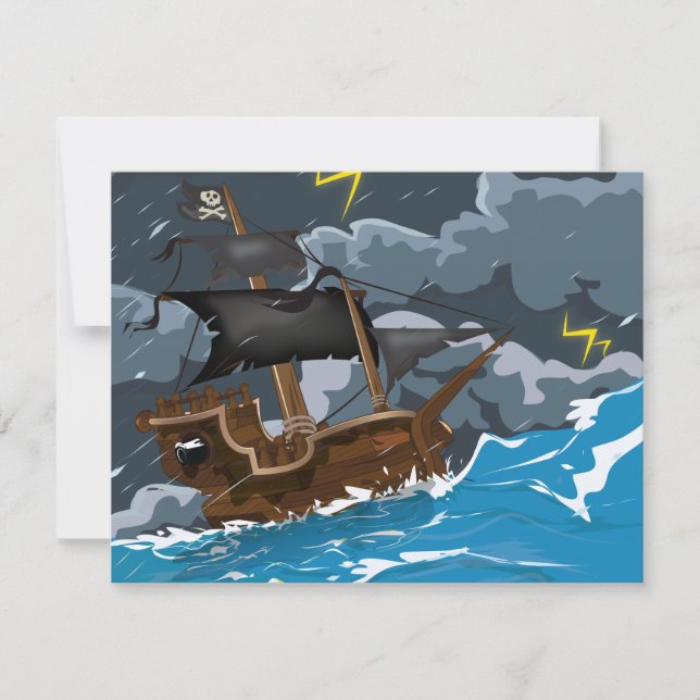 Pirate Ship in Storm Invitation (Front)