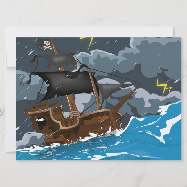 Pirate Ship in Storm Invitation (Front)