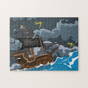 Pirate Ship in Storm Jigsaw Puzzle