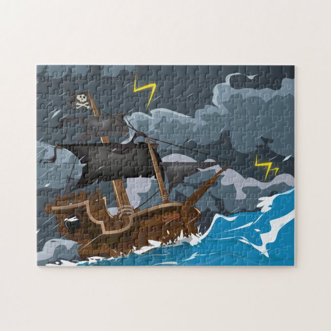 Pirate Ship in Storm Jigsaw Puzzle (Horizontal)
