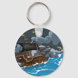 Pirate Ship in Storm Key Ring
