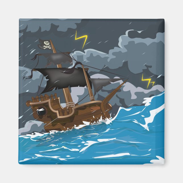 Pirate Ship in Storm Magnet (Front)