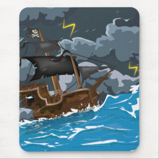 Pirate Ship in Storm Mouse Mat