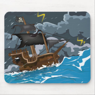Pirate Ship in Storm Mouse Mat