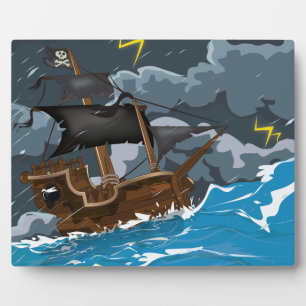 Pirate Ship in Storm Plaque