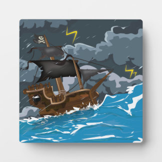 Pirate Ship in Storm Plaque