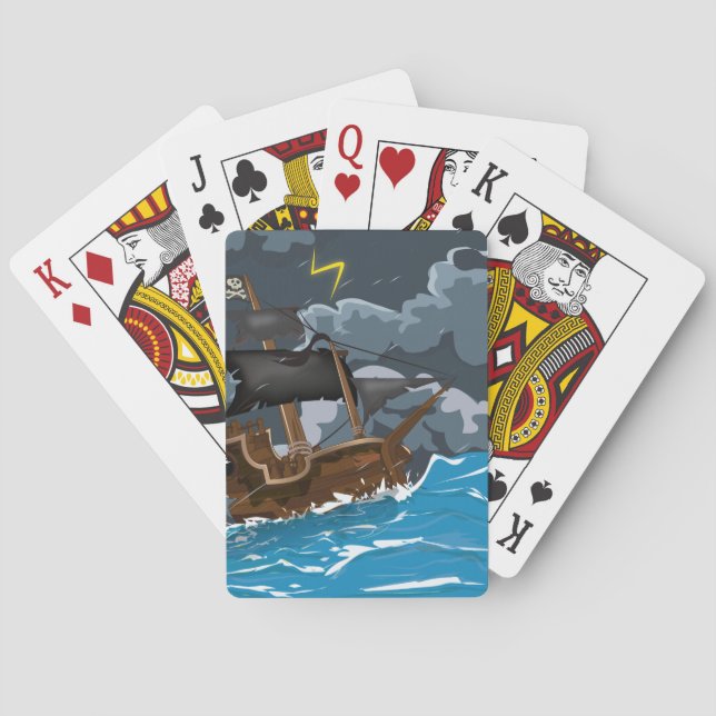 Pirate Ship in Storm Playing Cards (Back)