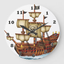 Pirate Ship Large Wall Clock