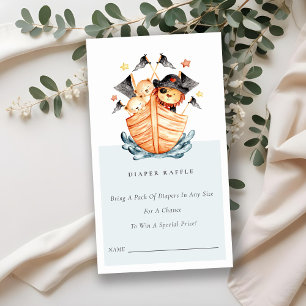 Pirate Ship Lion Cub Diaper Raffle Baby Shower Enclosure Card