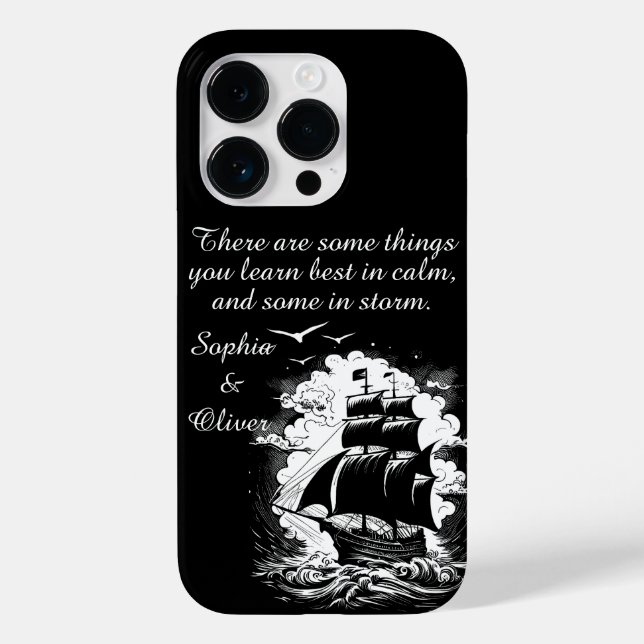 Pirate Ship Modern Motivational Quote White Text Case-Mate iPhone Case (Back)