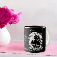 Pirate Ship Modern Motivational Quote White Text