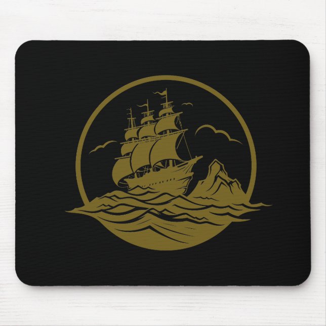 Pirate Ship Ocean World Wonder Adventure Vector  Mouse Mat (Front)