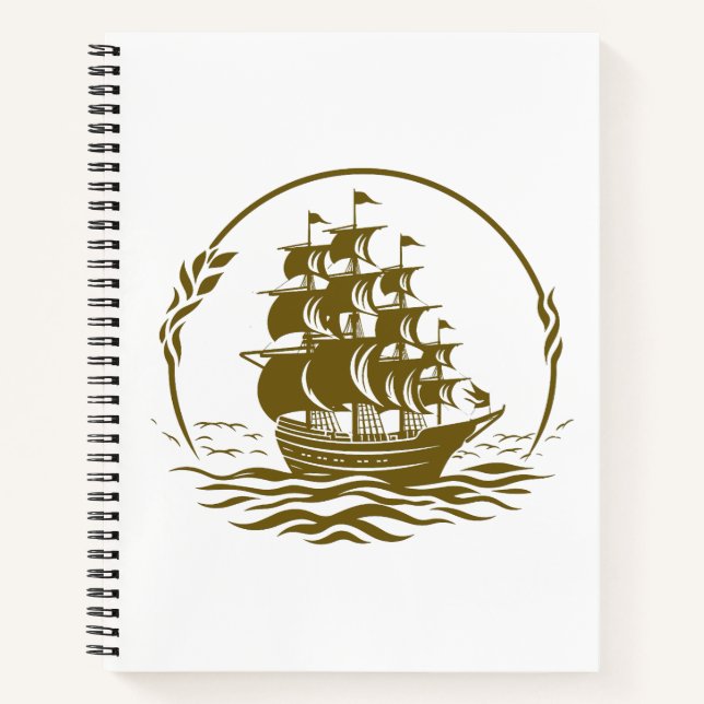 Pirate Ship Ocean World Wonder Adventure Vector  Notebook (Front)