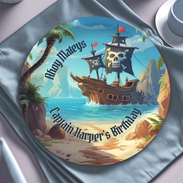 Pirate Ship & Paradise Island Adventure Paper Plate (Creator Uploaded)
