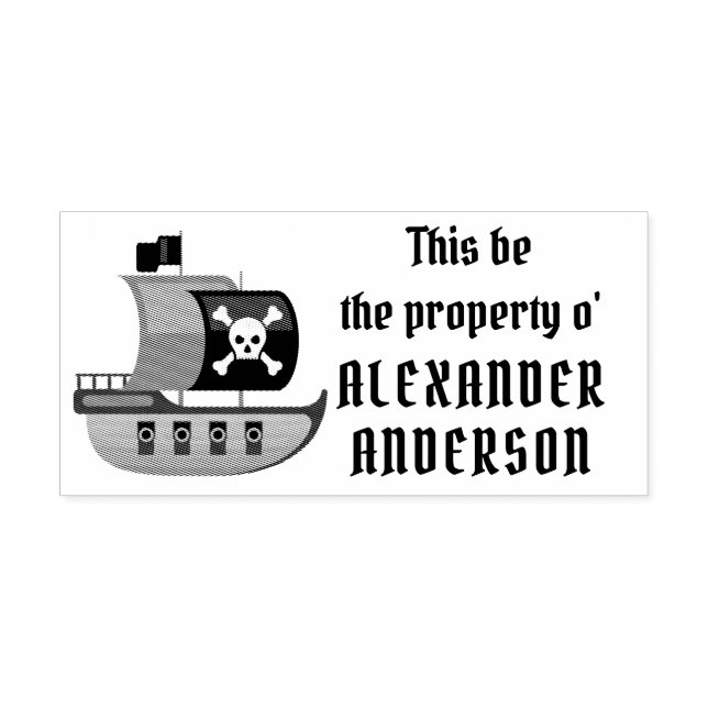 Pirate Ship Personalise Rubber Stamp (Imprint)