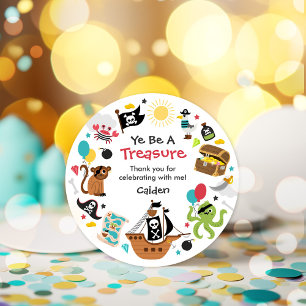 Pirate Ship Pirate Treasure Birthday Party Classic Round Sticker