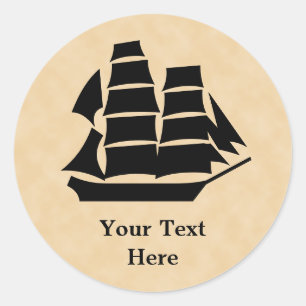 Pirate Ship. Sailing Ship. Classic Round Sticker