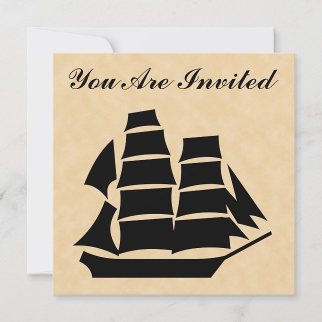 Pirate Ship. Sailing Ship. Invitation (Front)