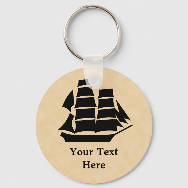 Pirate Ship. Sailing Ship. Key Ring (Front)