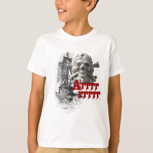 Pirate Ship & Skeleton Skull & Bones Kids T-Shirt