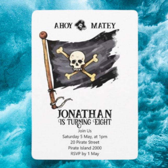 Pirate Ship Skull Birthday Invitation (Celebrate your loved one's special day with our Pirate Ship Skull Birthday Invitation)