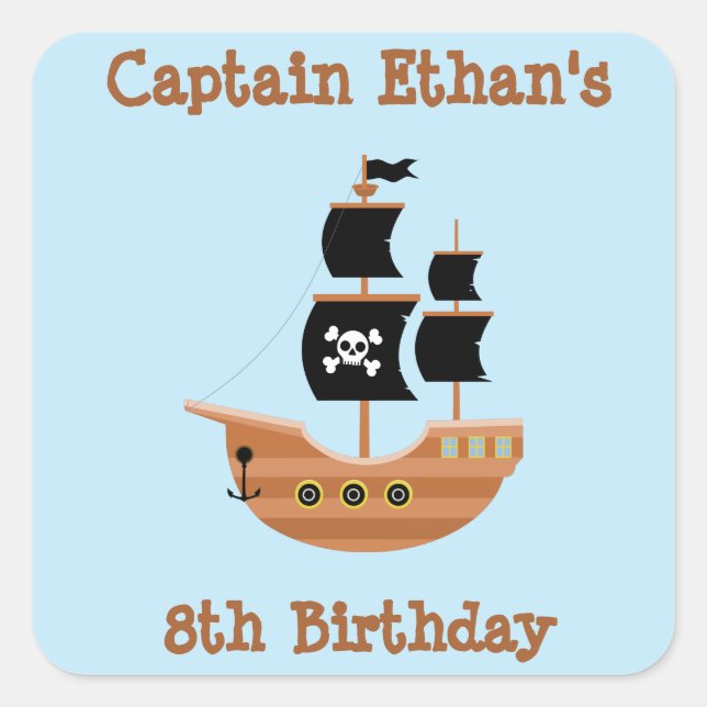 Pirate Ship Square Sticker (Front)