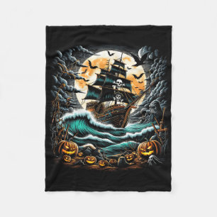 Pirate Ship Storm Halloween Boat Captain Boating R Fleece Blanket