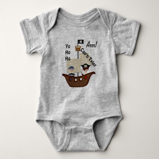 Pirate Ship Treasure Baby Bodysuit (Front)