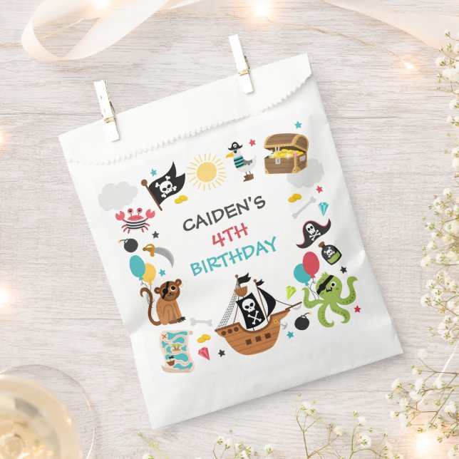Pirate Ship Treasure Birthday Party Favour Bags (Clipped)