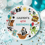 Pirate Ship Treasure Birthday Party Paper Plate<br><div class="desc">Pirate Adventure Collection! 

Create a playful and memorable adventure for the birthday buccaneer and his crew!
Browse our carefully curated matching items designed to complement each other seamlessly. 
Create a cohesive look with coordinating decor,  tableware,  and accessories.

All designs are © PIXEL PERFECTION PARTY LTD</div>