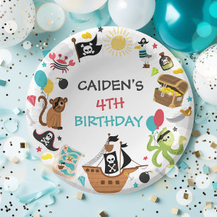 Pirate Ship Treasure Birthday Party Paper Plate