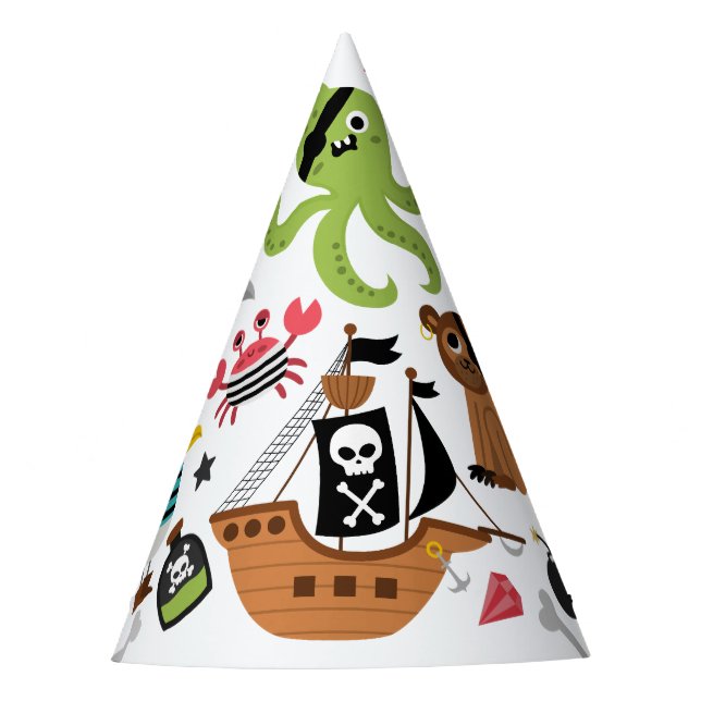 Pirate Ship Treasure Birthday Party Party Hat (Front)