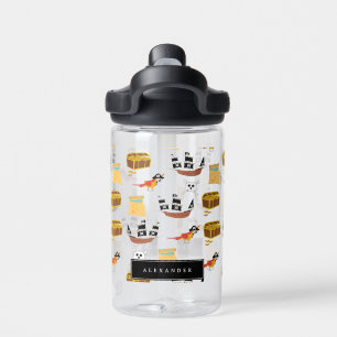 Pirate Ship Treasure Chest Theme Pattern School Water Bottle