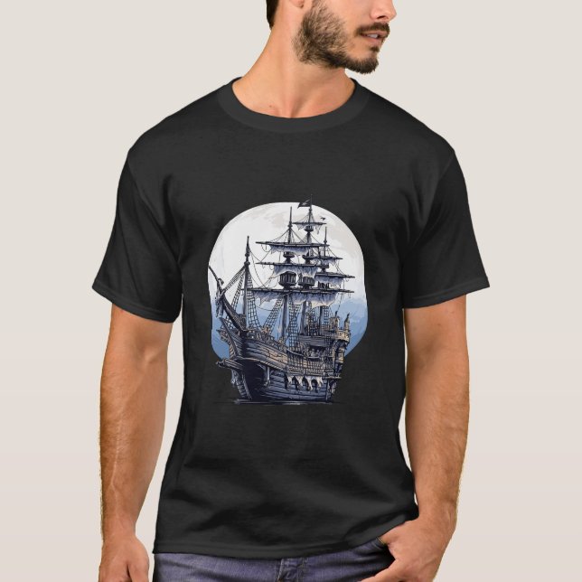 Pirate Ship Voyage Beauty Nature Ocean Discovery T-Shirt (Front)