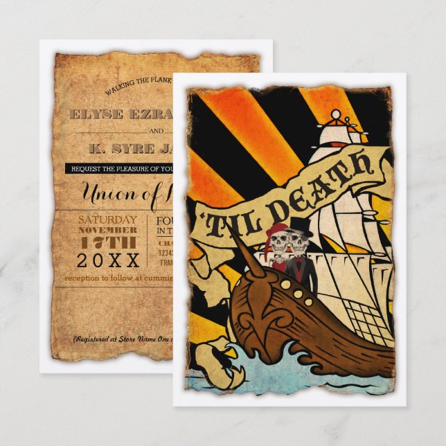 pirate ship wedding invitations (Front/Back)