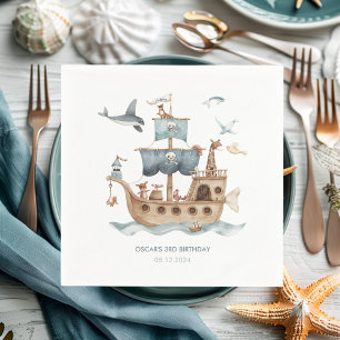 Pirate Ship with Animals Kids Party Napkin