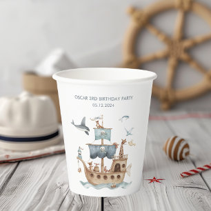 Pirate Ship with Animals Kids Party Paper Cups