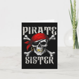 Pirate Sister Jolly Roger Flag And Skull Crossbone Card