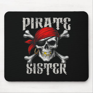 Pirate Sister Jolly Roger Flag And Skull Crossbone Mouse Mat